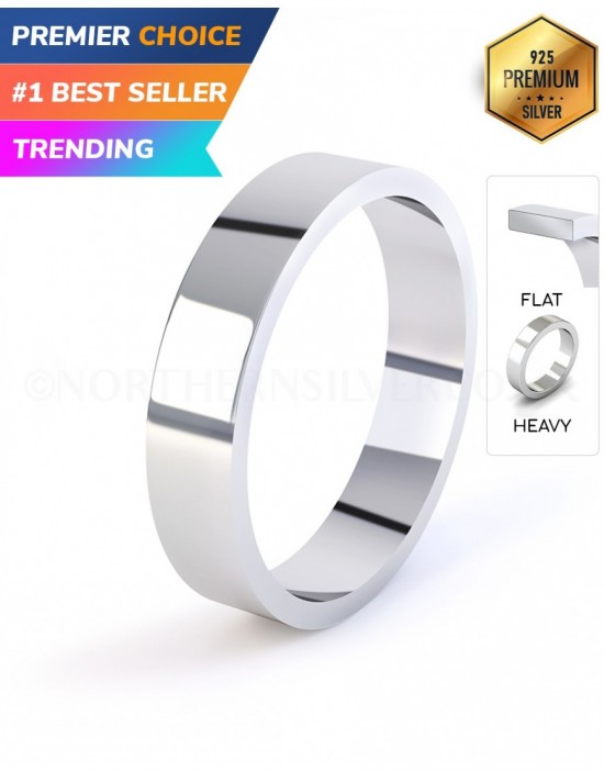 Flat Shape Heavy Weight Silver Wedding Ring
