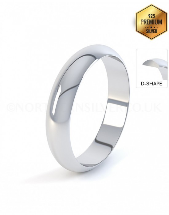 D-Shape Silver Wedding Ring