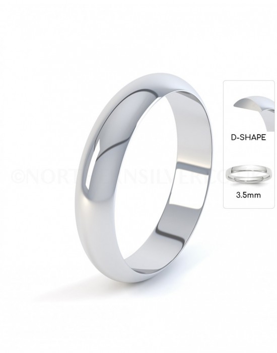 D-Shape 3.5mm Silver Wedding Ring