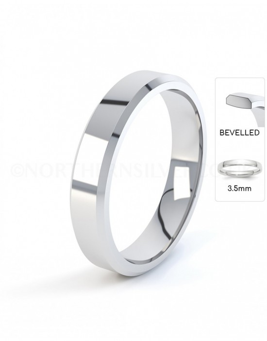 Bevelled Shape 3.5mm Silver Wedding Ring
